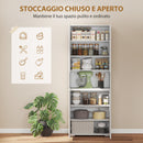 Credenza da Cucina Alta 68x34x180 cm Mobile Dispensa con Ante Soft-Close in MDF Bianco Lucido      