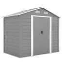 Casetta Porta Attrezzi 196x236x208 cm con Porte Scorrevoli e 4 Prese d'Aria in Acciaio e PP Grigio Chiaro      