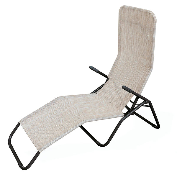 Lettino Sdraio a Dondolo 190x58x97 cm Struttura in Acciaio e Rivestimento in PVC e Poliestere Avorio Mélange acquista