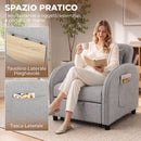 Poltrona Letto 3 in 1 Estraibile con Schienale Regolabile e Tavolino Laterale Letto 60x181 cm in Tessuto Effetto Lino Grigio      