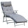 Klappbarer Garten-Liegestuhl 137 x 63,5 x 100,5 cm aus Metall und mit grauer Matratze