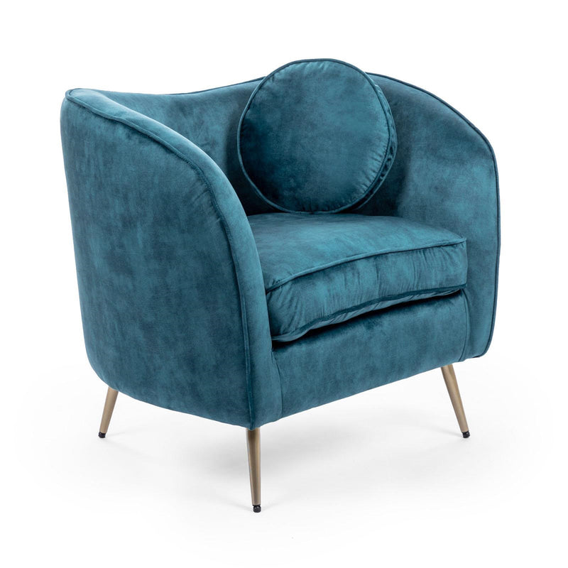 Poltrona 91x78x65 cm in Velluto Ottanio