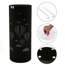 Portaombrelli in Metallo Design Rotondo Stand Nero Vaschetta Salvagoccia