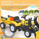 Escavatore A Pedali per Bambini con Ruspa e Rimorchio Giallo   