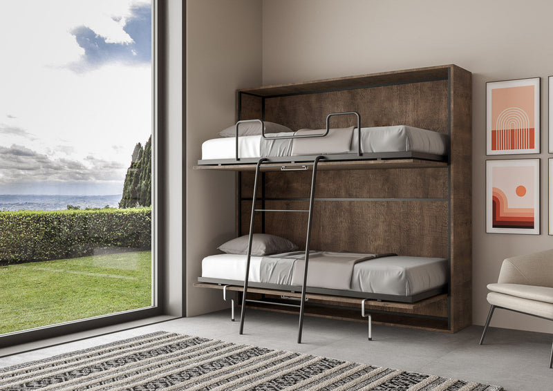 Letti Singoli a Scomparsa Salvaspazio Orizzontale Kando H191 cm Marrone