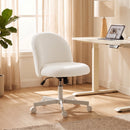 Sedia per Scrivania Girevole 50x57x75-83A cm con Funzione Dondolo in Tessuto Sherpa Crema      