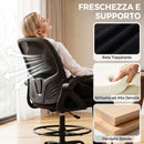 Sedia da Ufficio Ergonomica 65x59x104-124 cm con Supporto Lombare Poggiapiedi e Braccioli Ribaltabili Nera      