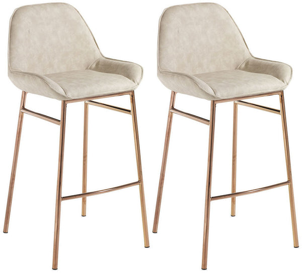 prezzo Set mit 2 Hockern 49,5 x 41 x 105 cm aus beigefarbenem Kunstleder