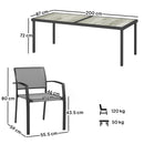 Set da Giardino con Tavolo da Pranzo Rettangolare e 8 Sedie Impilabili con Braccioli Grigio     