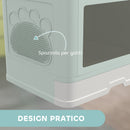 Lettiera per Gatti Chiusa Doppia Entrata con Paletta e Spazzola Integrata Verde      