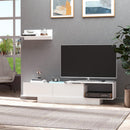 Mobile Porta TV 180x29,6x45 cm con Armadietti e Mensola da Appendere in Legno Bianco
