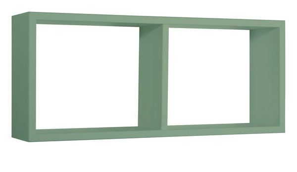 Mensola Rettangolare 2 Scomparti da Parete 70x30x15,5 cm in Fibra di Legno Morgana Verde Acqua Marina