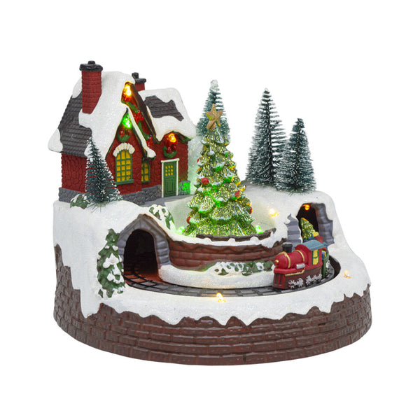 Weihnachtsdorf 20x20x16 cm mit Zug, Lichtern, Geräuschen und Bewegung online