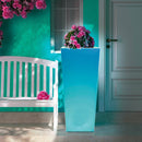 Vaso Quadrato Luminoso da Giardino Solare Autoricaricabile 38x38x86 cm in Polietilene Sined Solar 86 Bianco