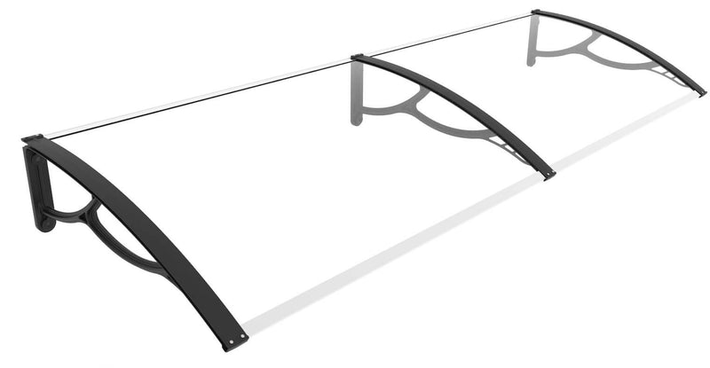 Pensilina Tettoia 80x200 cm in Policarbonato Pieno 3mm Trasparente 