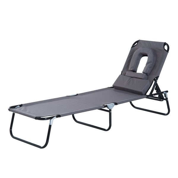 Klappbare Garten-Sonnenliege aus Stahl und Stoff 190 x 56 x 28 cm Grau online