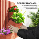 Fioriera Verticale a Doghe 60x16x80 cm con 3 Vasi Rimovibili in Legno di Abete Marrone      