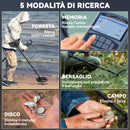 Metal Detector Professionale con 5 Modalità IP68 e Display LCD    