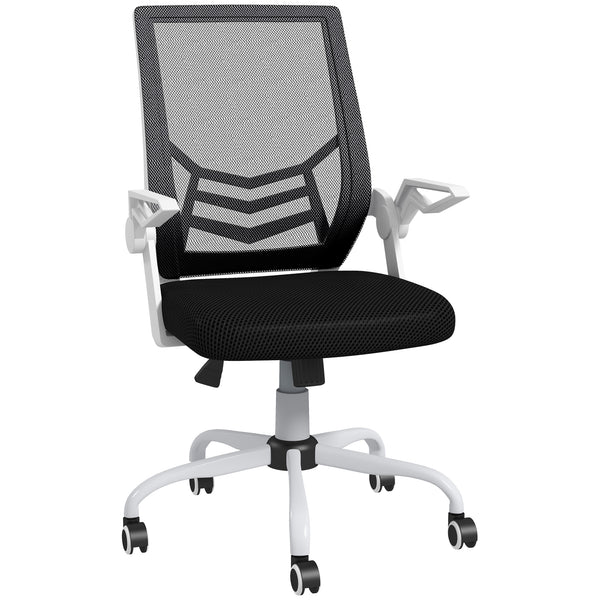 sconto Sedia Operativa Ergonomica Altezza regolabile 94-104 cm Tessuto Effetto Lino Bianco e Nero