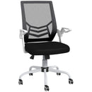 Sedia Operativa Ergonomica Altezza regolabile 94-104 cm Tessuto Effetto Lino Bianco e Nero 