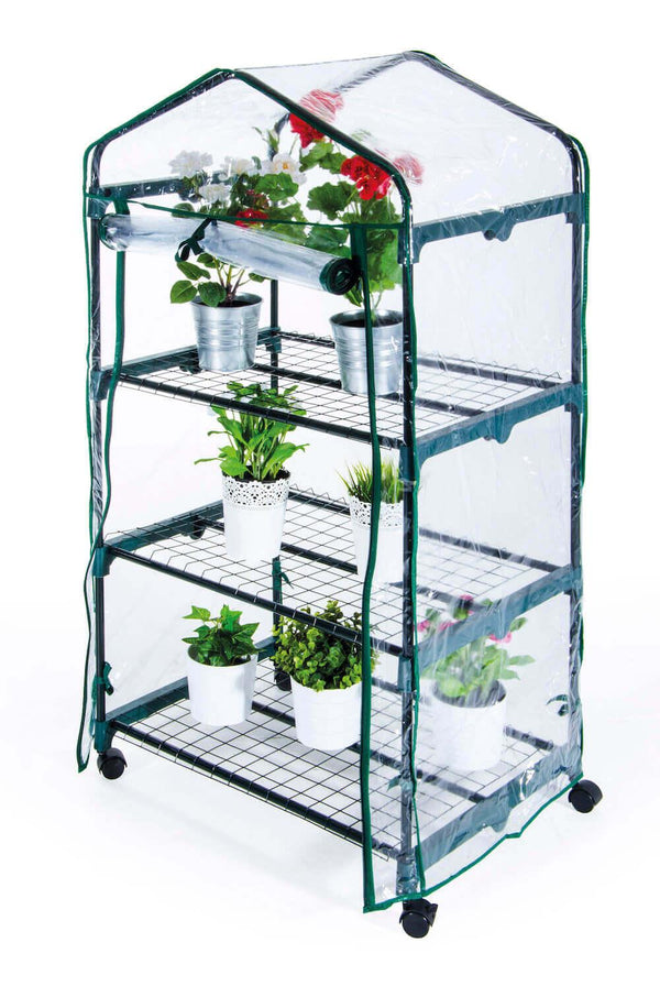 prezzo Gartengewächshaus aus Metall und PVC 3 Regale mit Bertozzi-Rädern