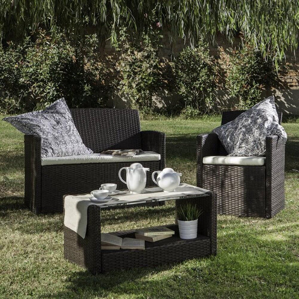prezzo Garden Lounge Set Sofatisch und 2 Sessel aus Ecru Polyrattan Bertozzi Lipari