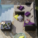 Set Salotto da Giardino Divano Chaise Longue Tavolo in Polyrattan Marrone Bertozzi Adele