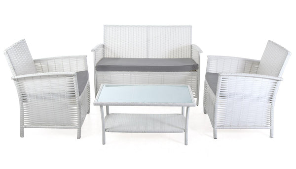 prezzo Garden Lounge Set 2-Sitzer Sofatisch und 2 Sessel aus weißem Polyrattan Bertozzi Giulietta