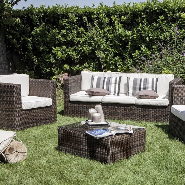 Garden Lounge Set 3-Sitzer Sofatisch und 2 Sessel aus braunem Bertozzi Capri Polyrattan sconto