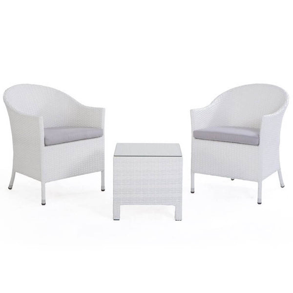 Garden Lounge Set Tisch 2 Sessel aus weißem Polyrattan Bertozzi Letizia online