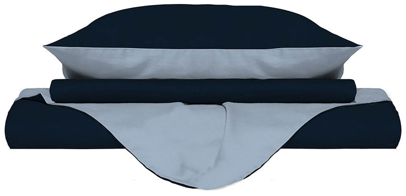 Copripiumino con Sacco e Federe Doubleface Blu Scuro\/Azzurro Varie Misure