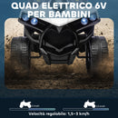 Quad Elettrico per Bambini ATV con Batteria Ricaricabile 6V Fari LED e Musica Bianco      