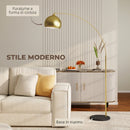 Lampada da Terra Moderna ad Arco 100-115x35x170-180A cm con Asta Regolabile e Interruttore a Pedale Attacco E27 Oro      