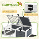 Casa per Tartarughe di Terra 81x48x31,5 cm con 2 Coperchi Apribili e 2 Spazi in Legno di Abete Grigio      