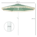 Ombrellone da Giardino 260x240 cm a Manovella Inclinabile con Frange in Poliestere e Metallo Verde 