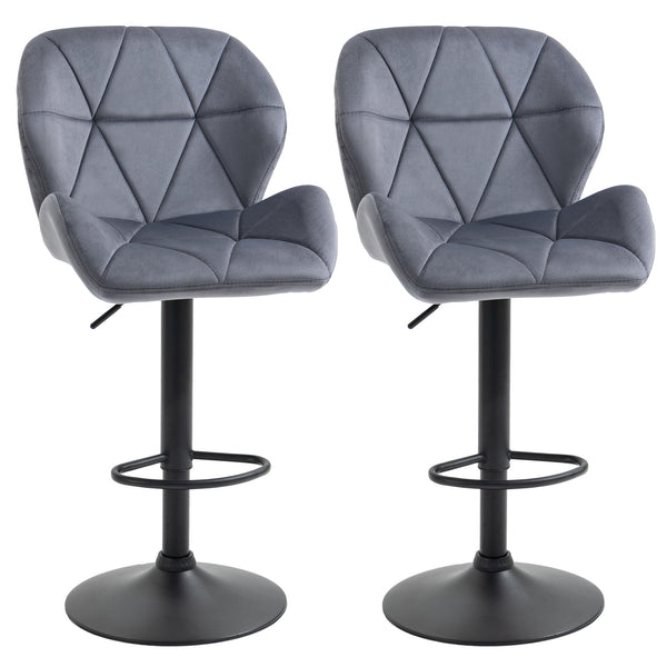 prezzo Set mit 2 Barhockern 51,5 x 57,5 x 93–114,5 cm in grauem Stoff mit Samteffekt