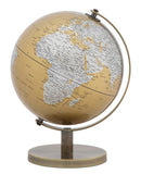 Mappamondo Arancione Ø20x28 cm Metallo e Plastica Oro Ruggine e Argento