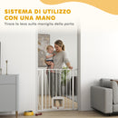 Cancello per Cani e Gatti Estensibile 75-85x2x76 cm con Gattaiola Integrata in Acciaio e ABS Bianco      