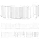 Recinto per Cani a 8 Pannelli Modulabili 61x3x75 cm con Chiusura Automatica in Acciaio e ABS Bianco      