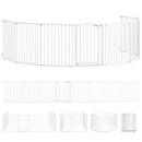 Recinto per Cani a 8 Pannelli Modulabili 61x3x75 cm con Chiusura Automatica in Acciaio e ABS Bianco      