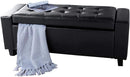 Cassapanca Pouf Contenitore Panca Fondoletto 110x40x40 cm in Legno e Eco Pelle Nero      