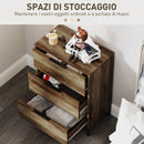 Cassettiera 3 Cassetti Antiribaltamento 62x35x82 cm in Legno e Metallo Marrone Scuro   