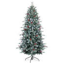 Albero di Natale artificiale in PVC con punte Innevate, bacche e decori argentati 
