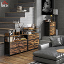 Cassettiera Stile Industriale con 7 Cassetti in Tessuto Rimovibili 79x29x101 cm Struttura in Legno e Acciaio Marrone e Nero   