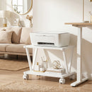 Supporto Stampante 44x28x32 cm con 2 Ripiani e Ruote in Truciolato Bianco      