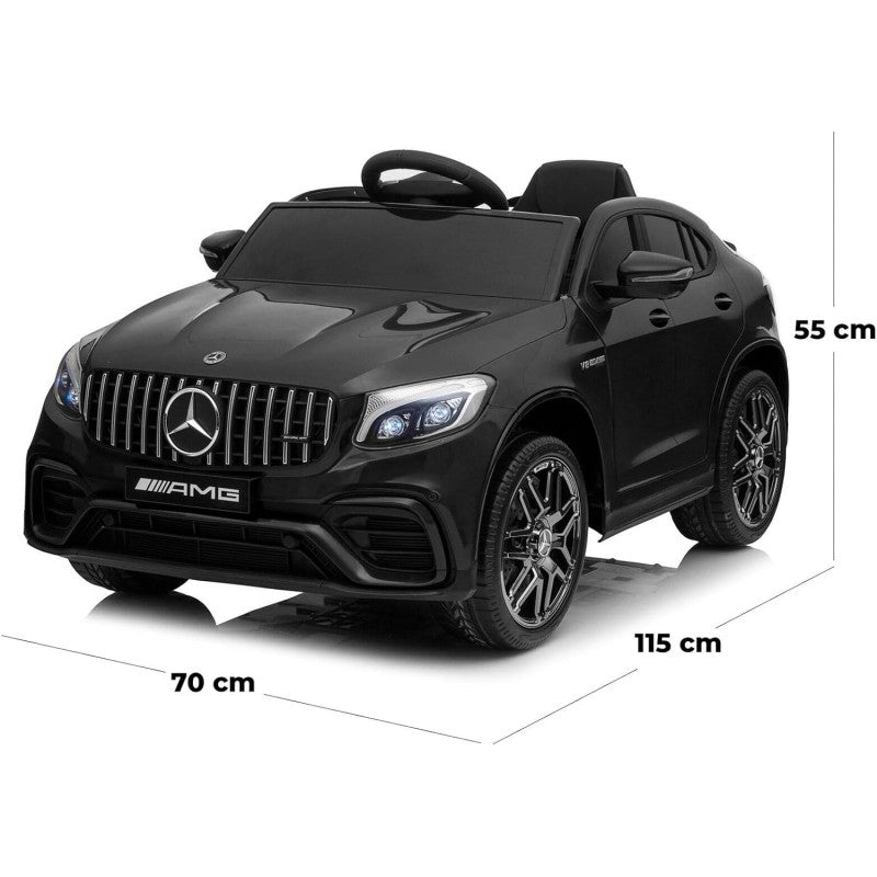 Macchina Elettrica per Bambini Licenza Mercedes-Benz GLC 63S AMG 12V con Sedile in Pelle Telecomando Nero