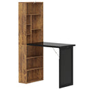 Scrivania Moderna Pieghevole 98x51x153 cm con Libreria e Lavagna in Legno e Metallo Marrone Rustico      