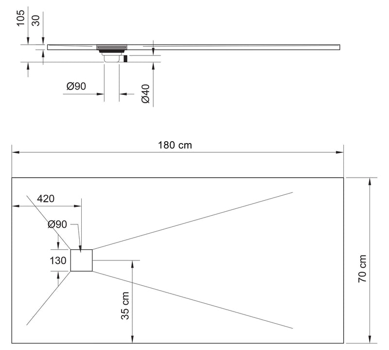Piatto Doccia in Pietra  Pedrinelli Ardesia Stone Side Grigio Scuro Varie Misure