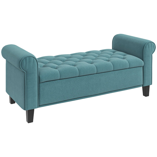 sconto Panca Vintage con Contenitore 126x48,5x57 cm Imbottita in Velluto Verde