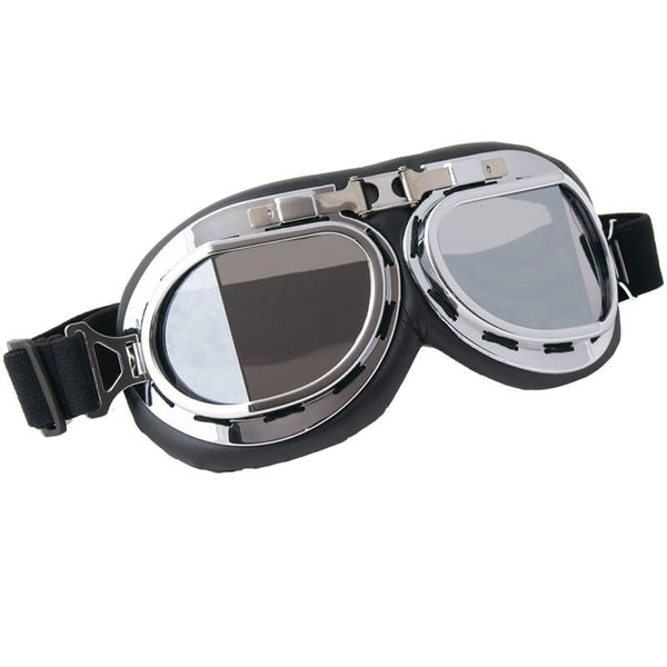 Motorradbrille aus Kunstleder mit verspiegelten Gläsern CGM Retro 703V online